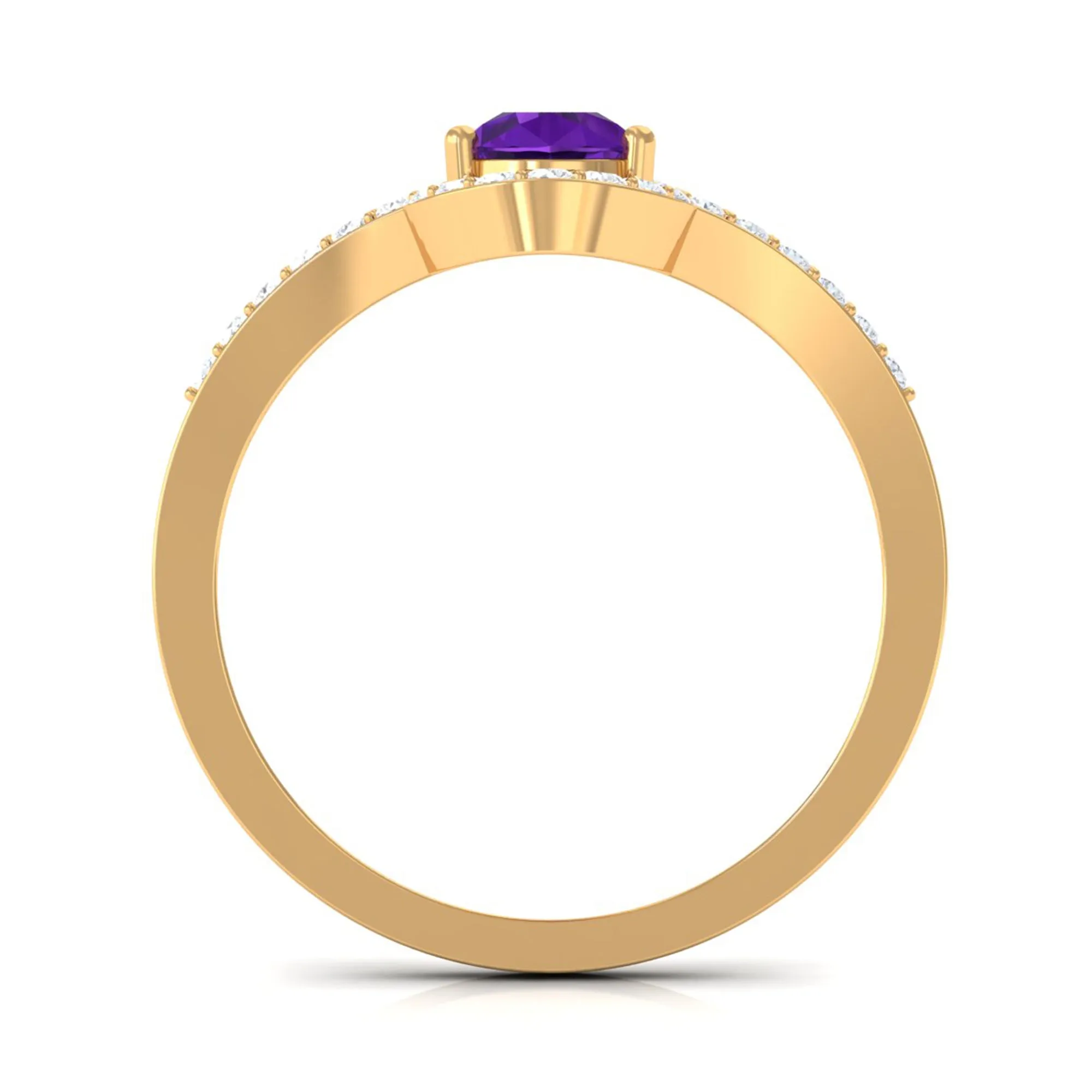 Designer Amethyst Teardrop Engagement Ring with Diamond