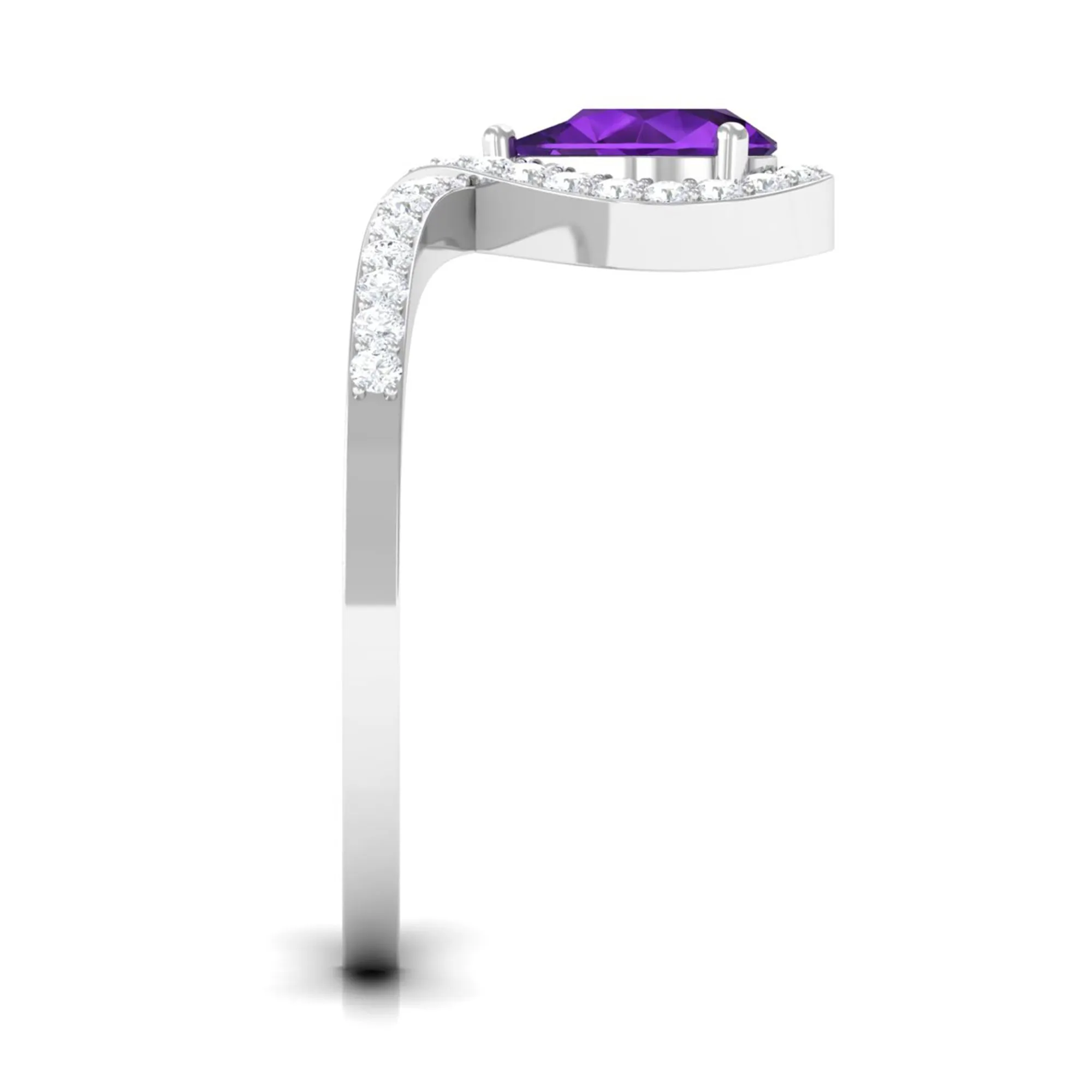 Designer Amethyst Teardrop Engagement Ring with Diamond