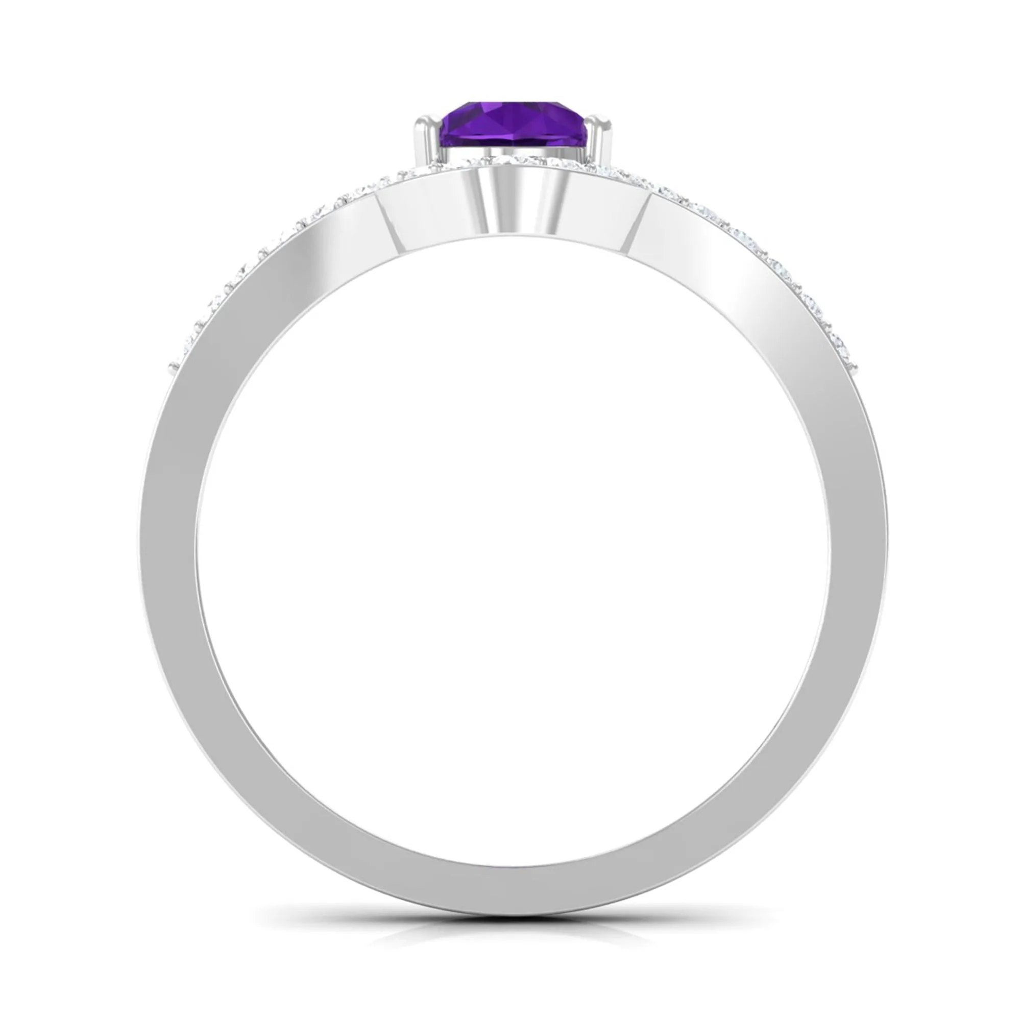 Designer Amethyst Teardrop Engagement Ring with Diamond