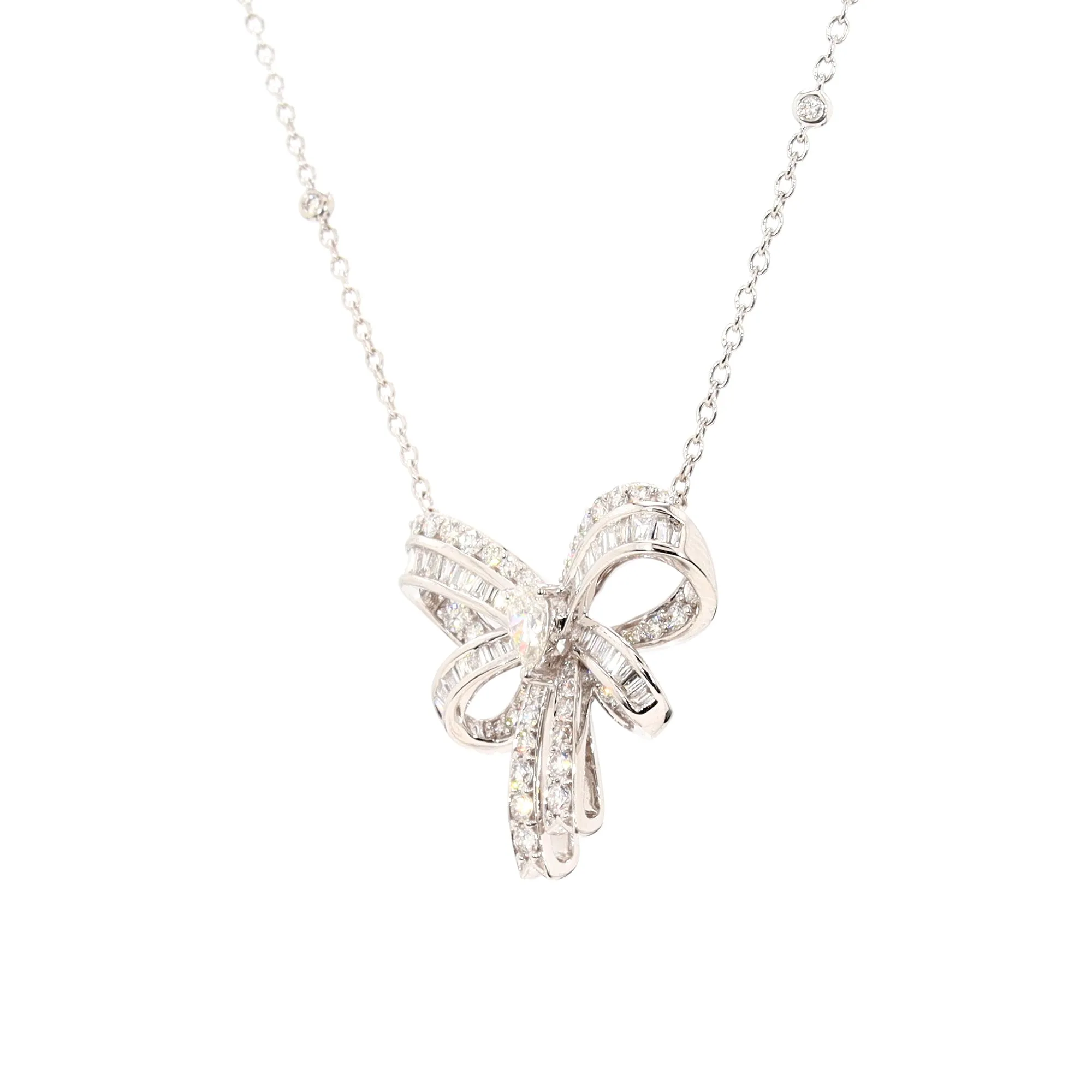 Diamond Bow Station Necklace