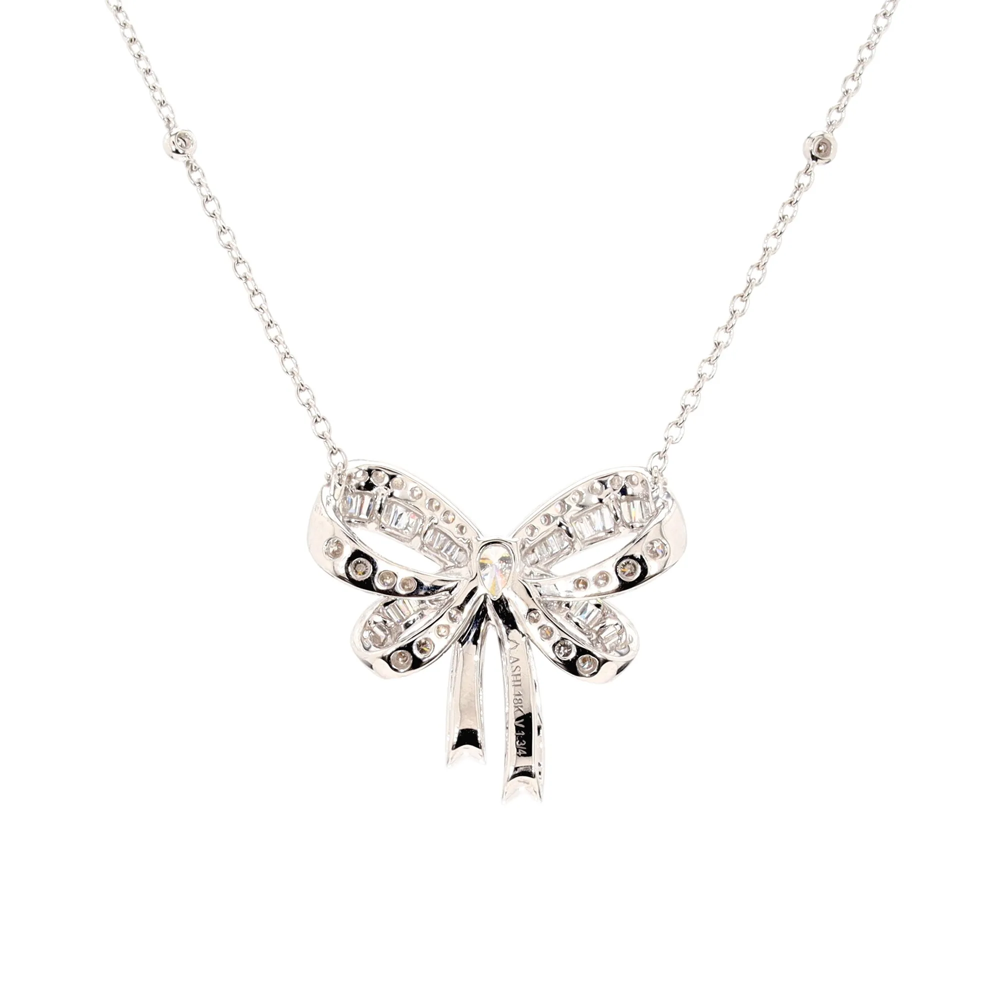Diamond Bow Station Necklace