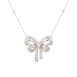 Diamond Bow Station Necklace
