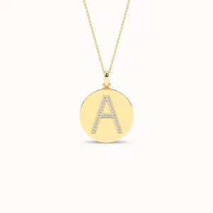 Diamond Initial Disc Necklace
