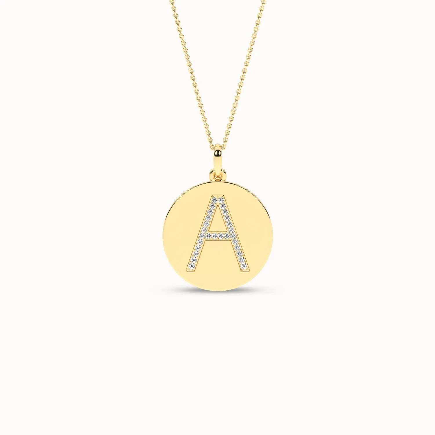 Diamond Initial Disc Necklace