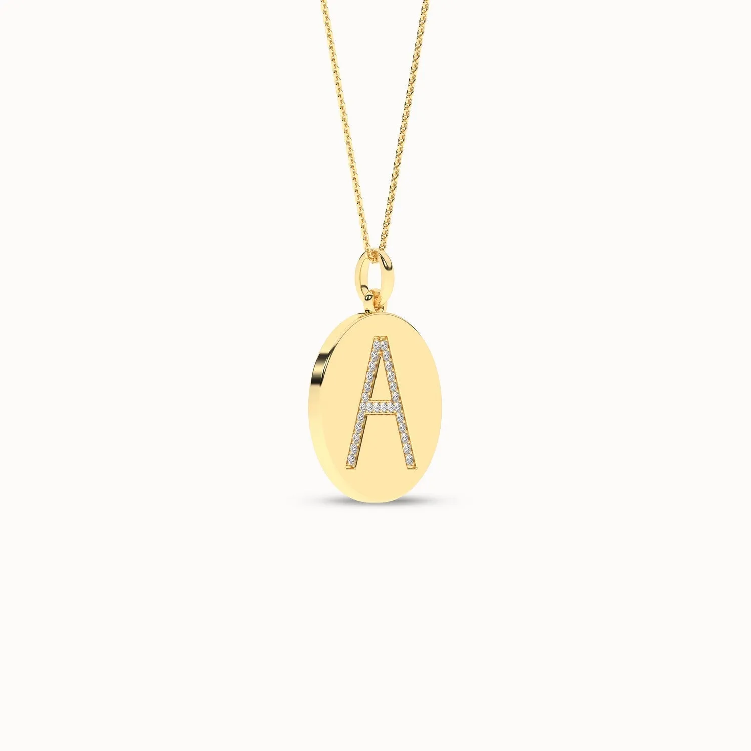 Diamond Initial Disc Necklace