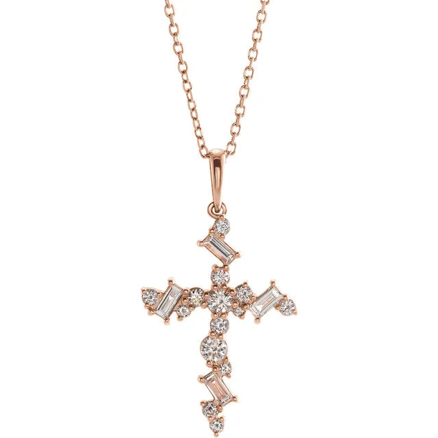 Diamond Scattered Cross Necklace
