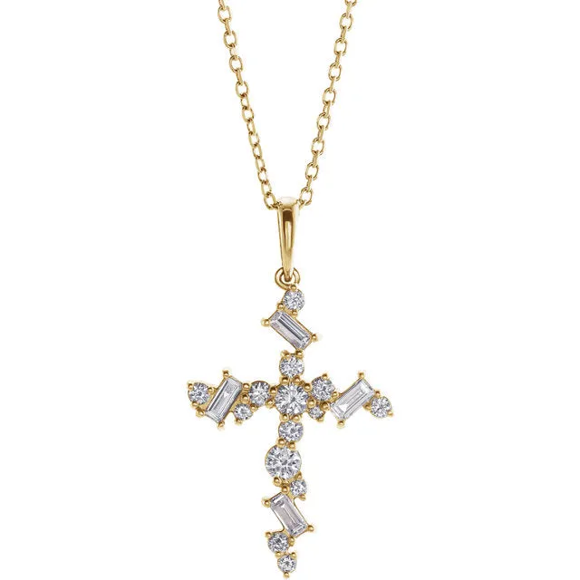 Diamond Scattered Cross Necklace
