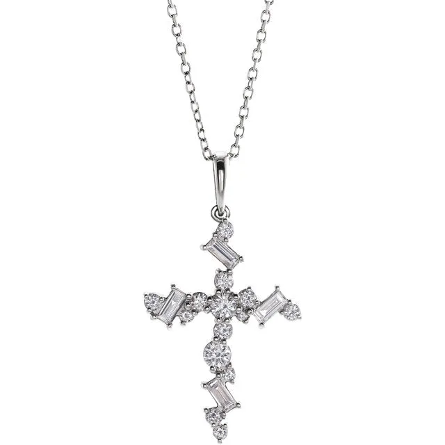 Diamond Scattered Cross Necklace