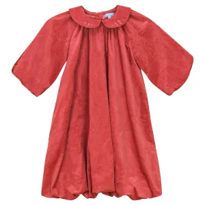 dress bubble with peter pan embroidered collar - coral