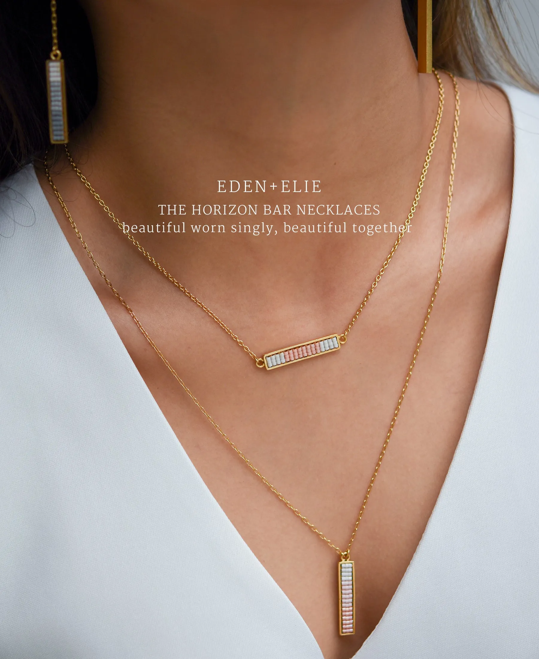 EDEN   ELIE Horizon Horizontal bar necklace - turquoise