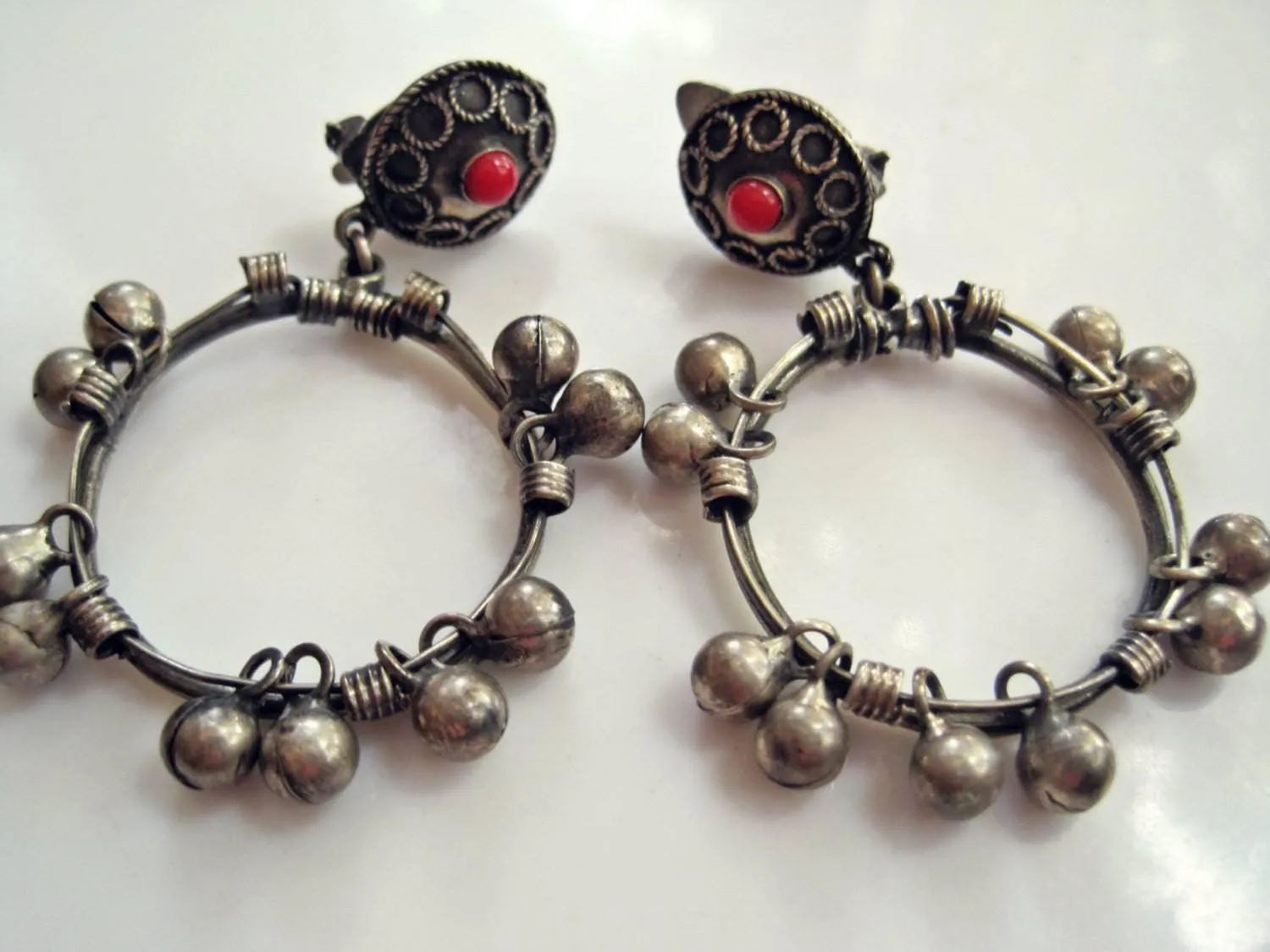 Egyptian Silver Clip On Zar Dance Earrings