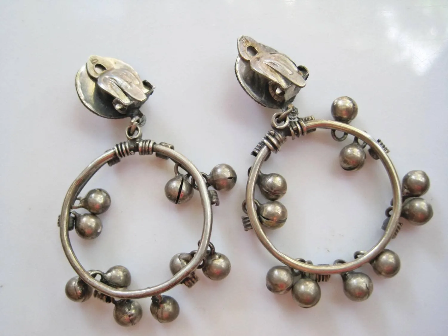 Egyptian Silver Clip On Zar Dance Earrings