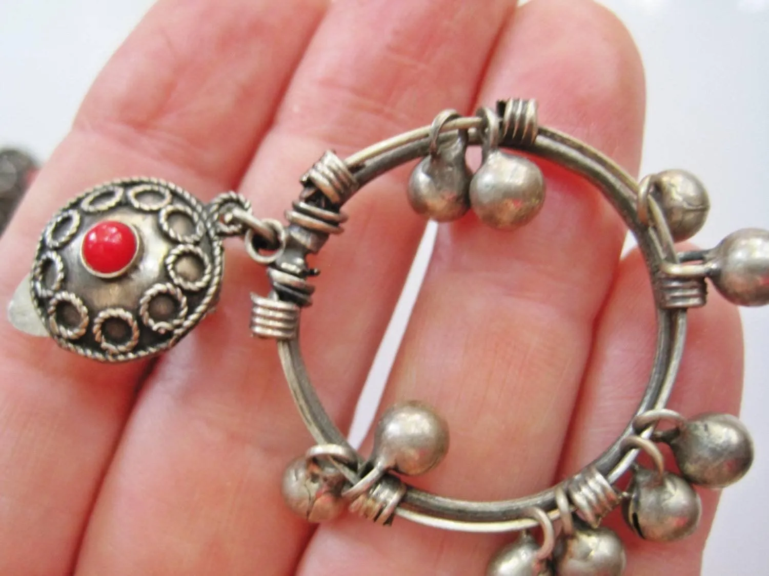 Egyptian Silver Clip On Zar Dance Earrings