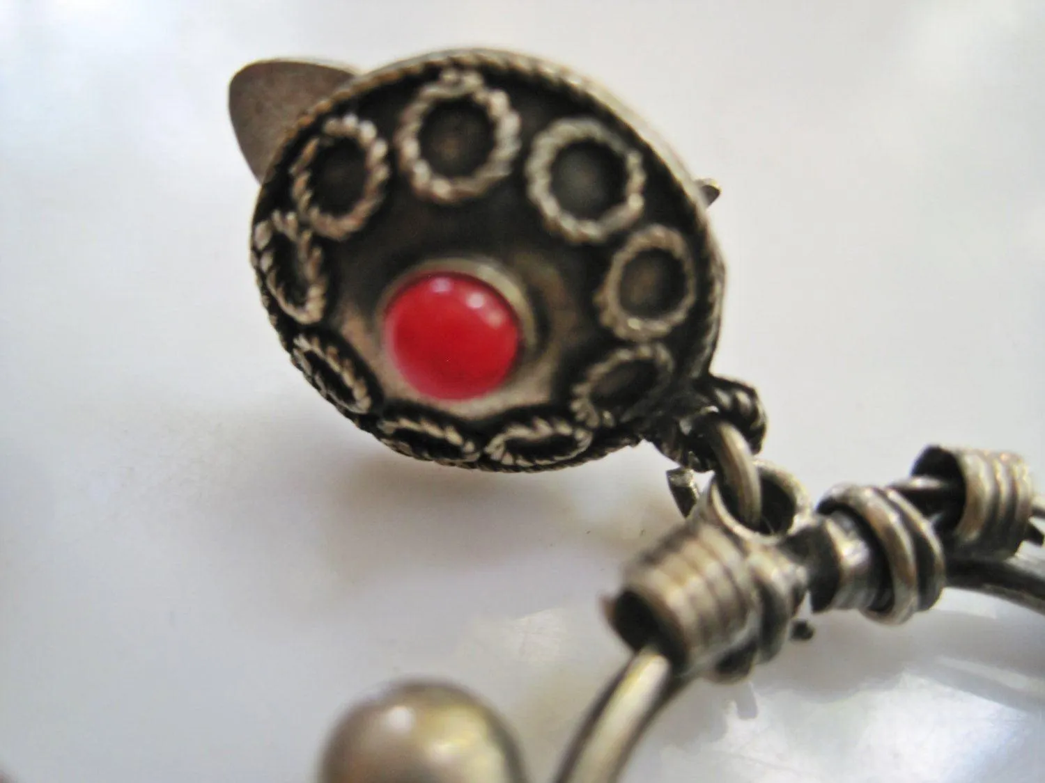 Egyptian Silver Clip On Zar Dance Earrings