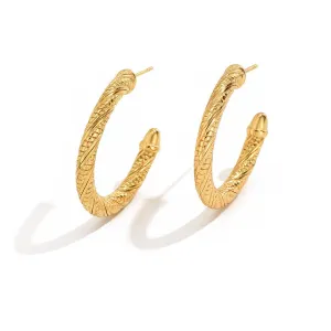 Elegant Twisted Gold Hoop Earrings – 18K Gold Plated
