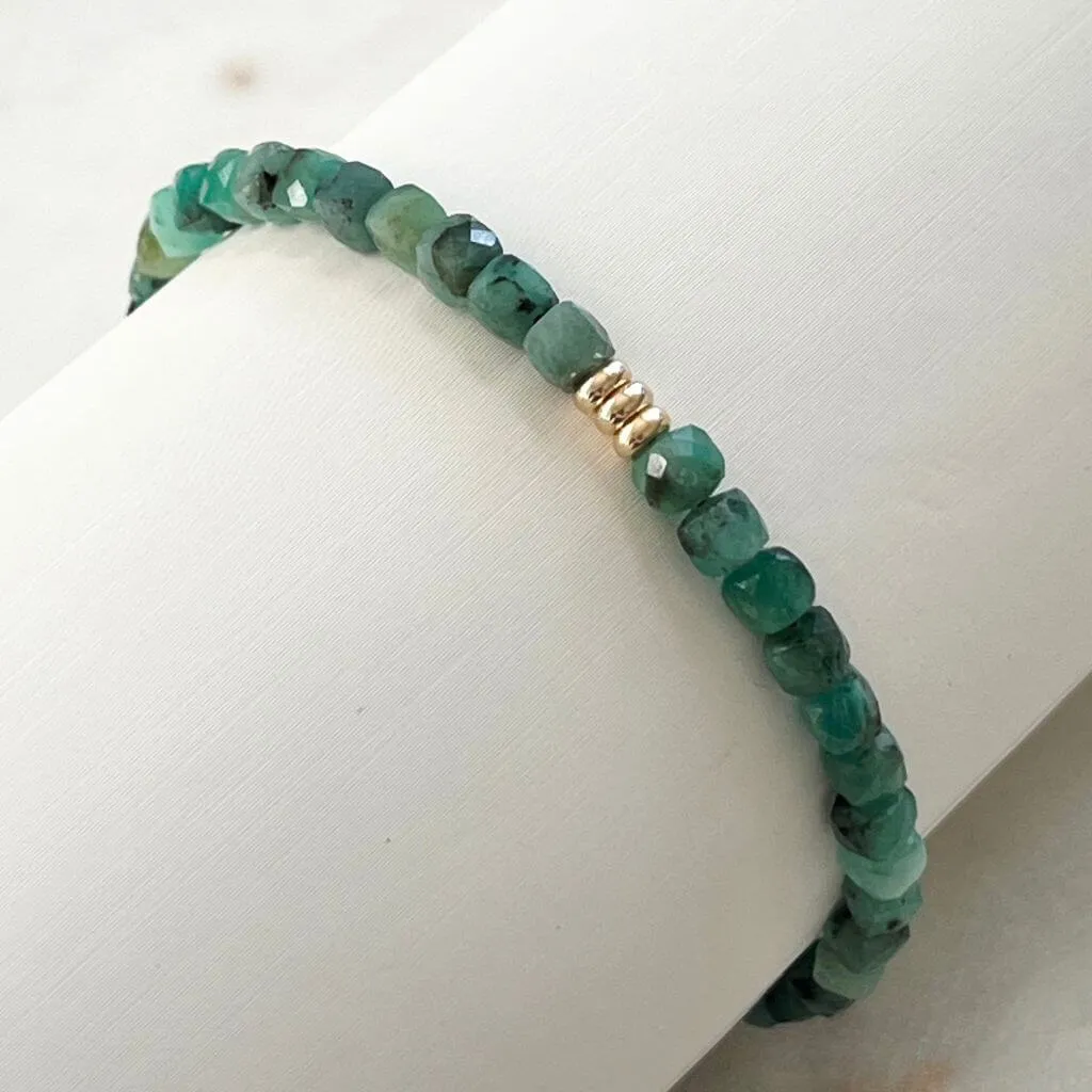 Emerald & 14K Gold Minimalist Bracelet