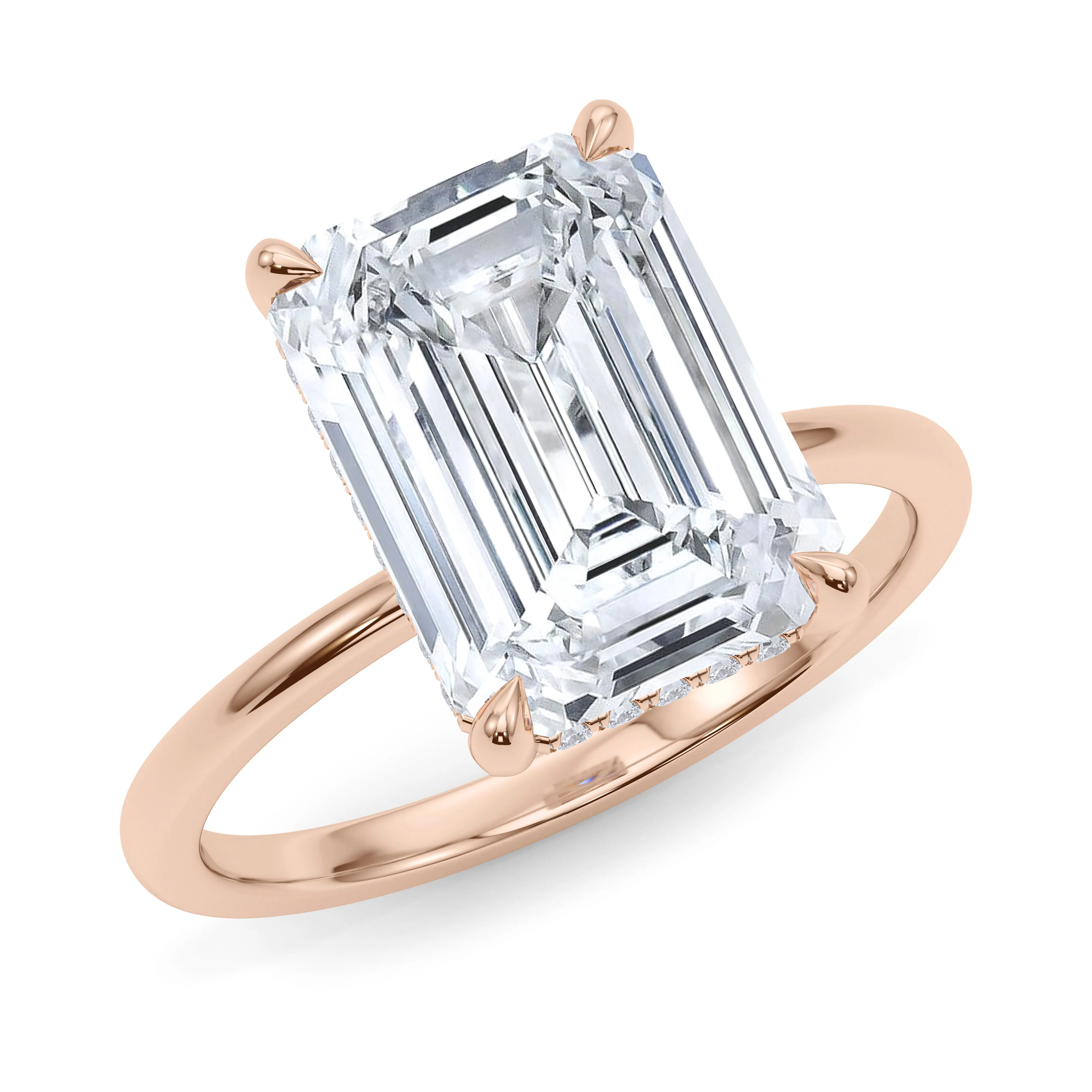Emerald Cut Hidden Halo Diamond Ring