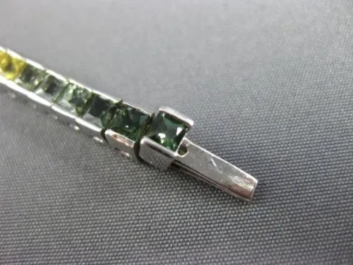 ESTATE 11.26CT MULTI COLOR SAPPHIRE 14K WHITE GOLD 3D GRADUATING TENNIS BRACELET