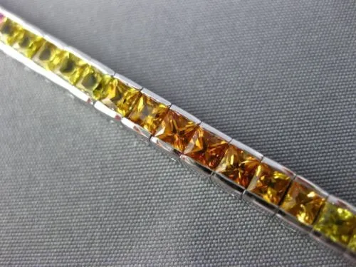 ESTATE 11.26CT MULTI COLOR SAPPHIRE 14K WHITE GOLD 3D GRADUATING TENNIS BRACELET