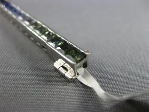 ESTATE 11.26CT MULTI COLOR SAPPHIRE 14K WHITE GOLD 3D GRADUATING TENNIS BRACELET