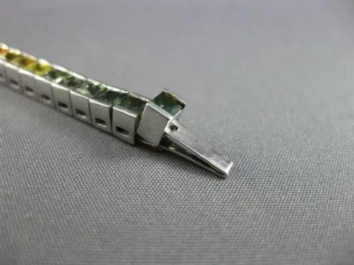 ESTATE 11.26CT MULTI COLOR SAPPHIRE 14K WHITE GOLD 3D GRADUATING TENNIS BRACELET
