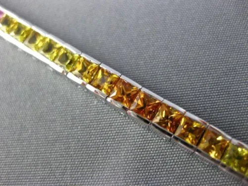ESTATE 11.26CT MULTI COLOR SAPPHIRE 14K WHITE GOLD 3D GRADUATING TENNIS BRACELET