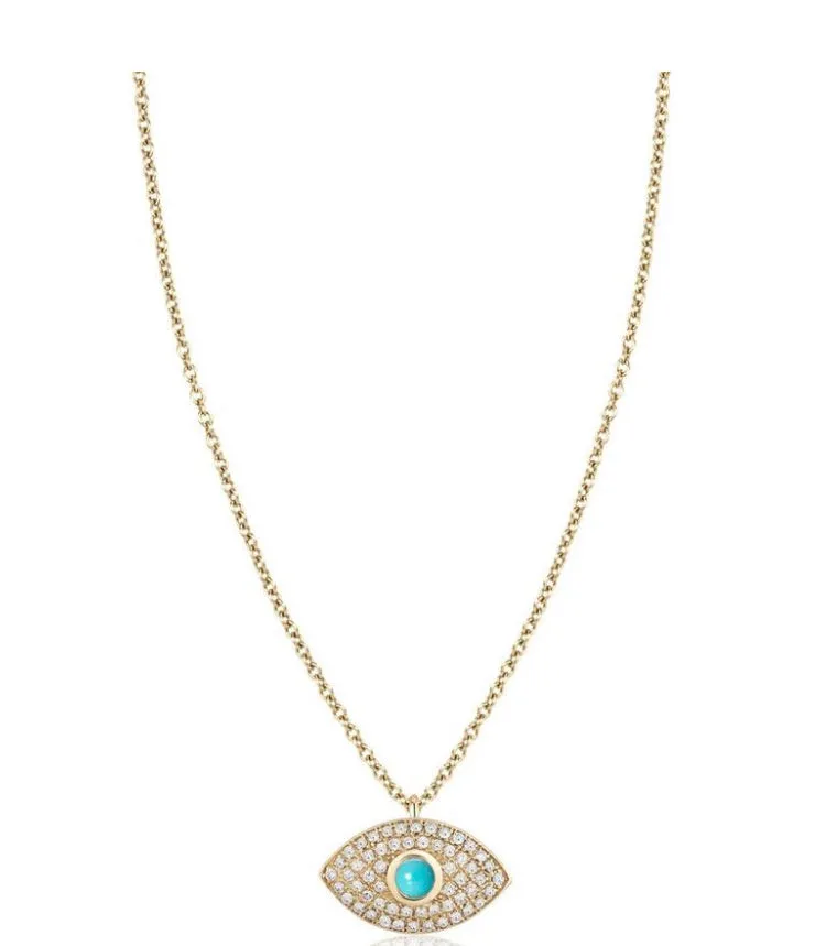 Evil Eye Diamond & Turquoise Necklace (Large)
