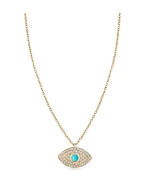 Evil Eye Diamond & Turquoise Necklace (Large)