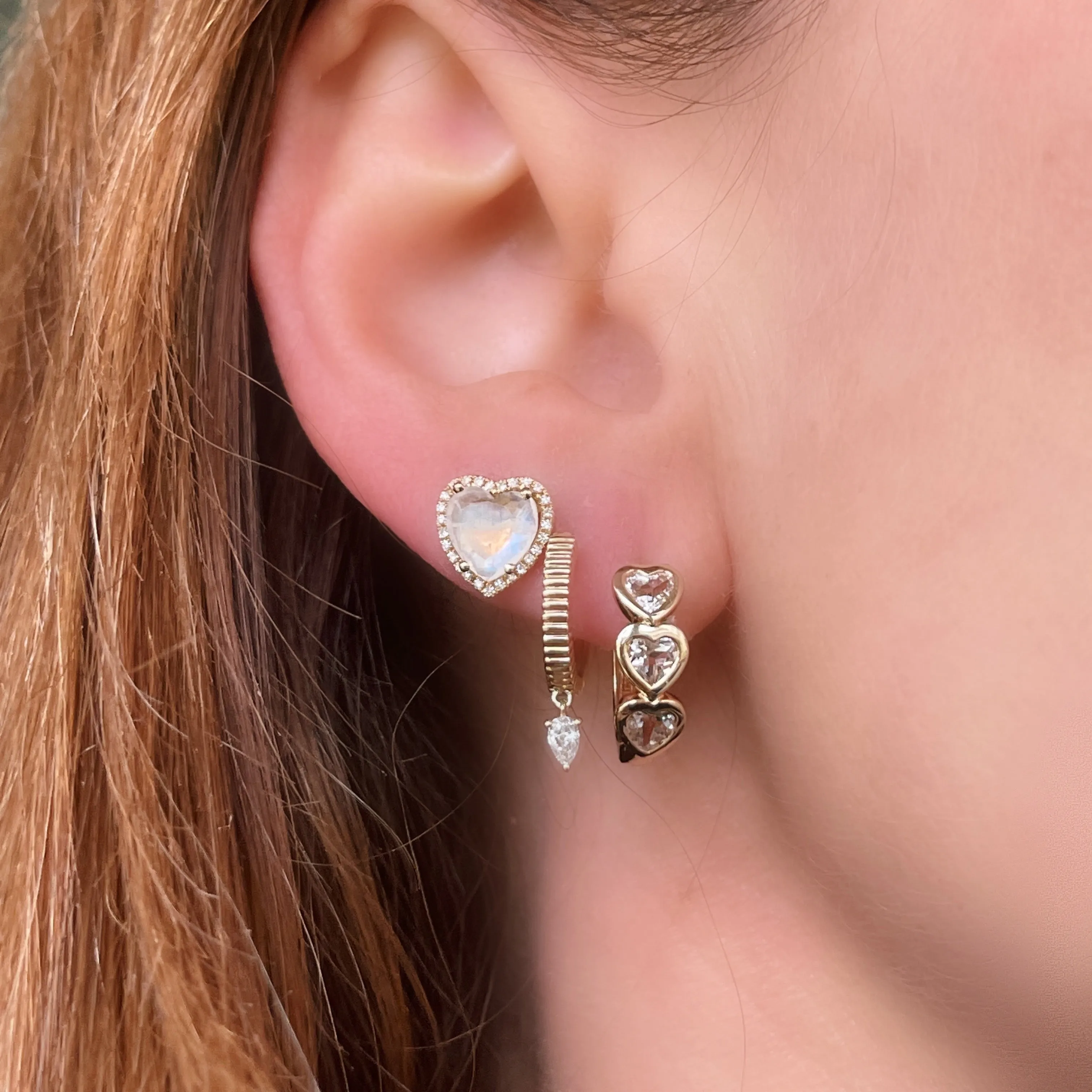 Faceted Topaz Heart Hoops