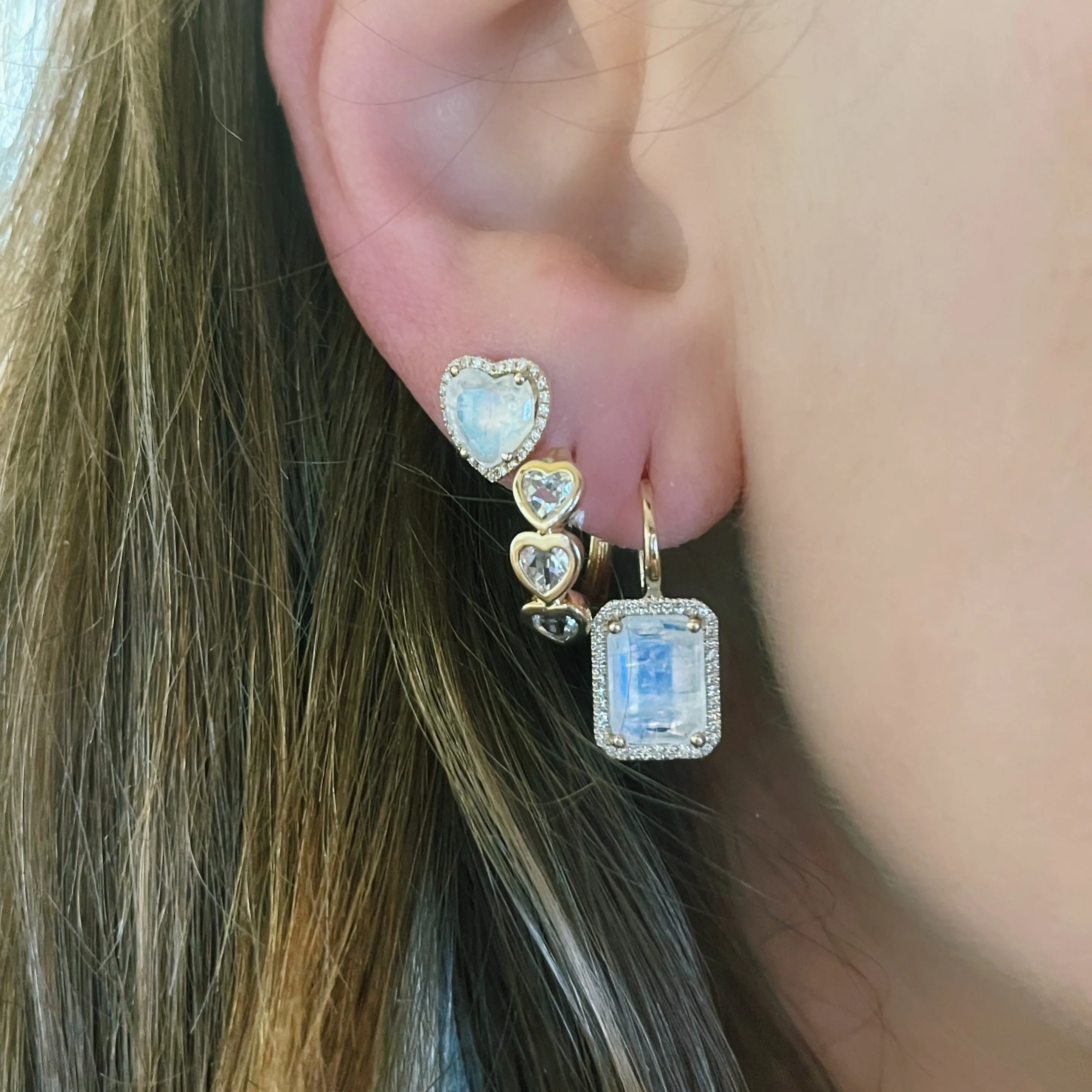 Faceted Topaz Heart Hoops
