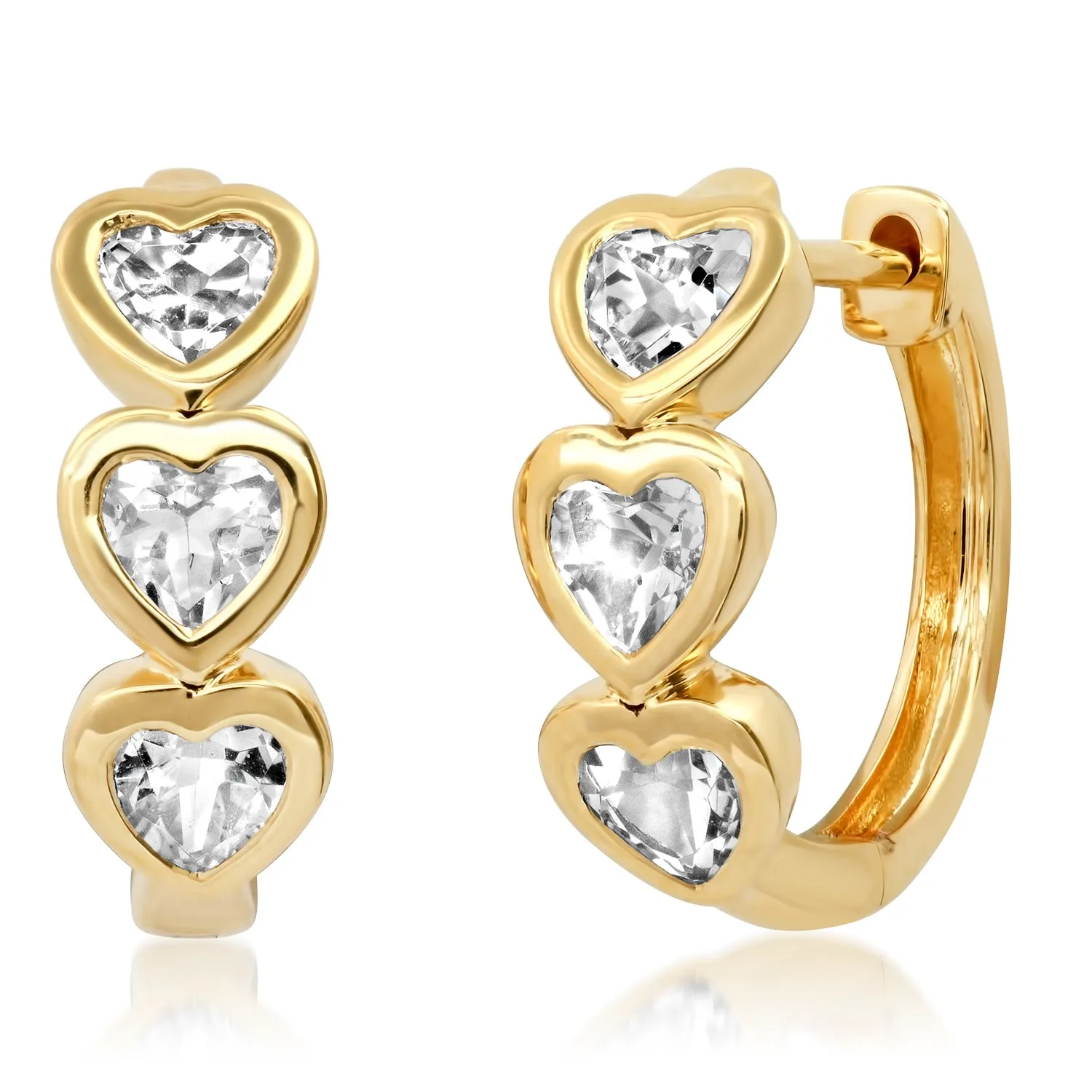 Faceted Topaz Heart Hoops