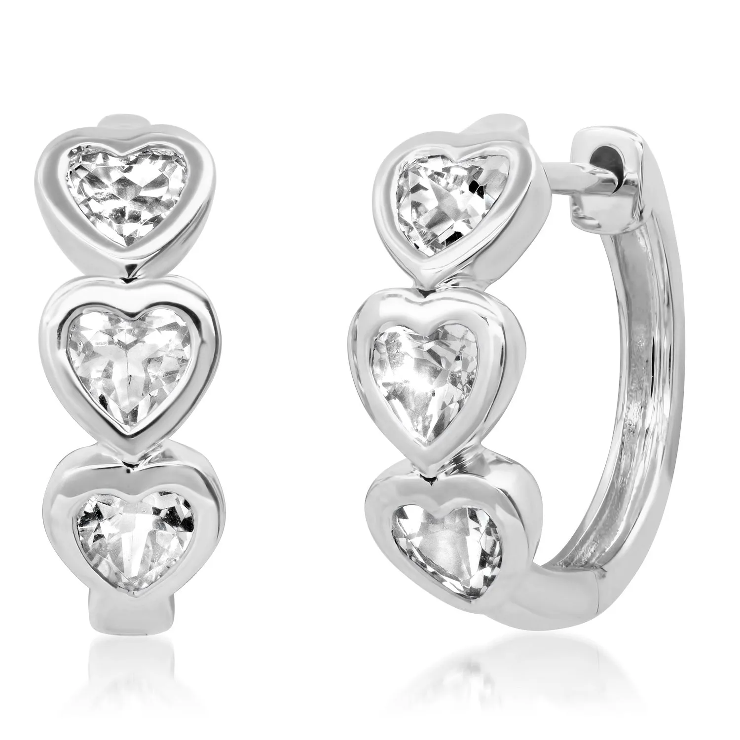 Faceted Topaz Heart Hoops