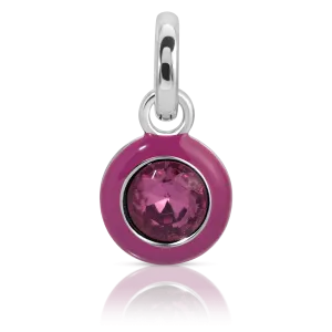 February Amethyst Birthstone Charm - Round