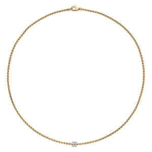 Fope 18K Yellow Gold Aria Collection Necklace with White Gold Diamond Rondel, 15.5 inch