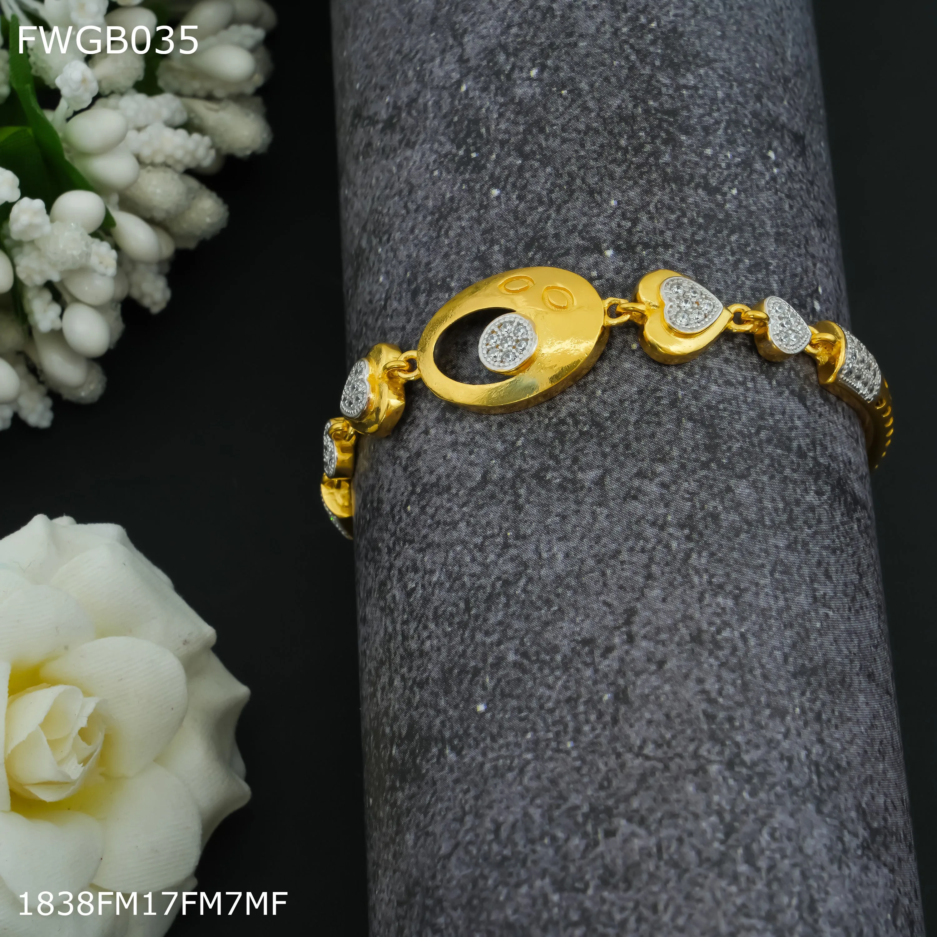 Freemen 1mg Dimond with gold plated kada braslat - FWGB035