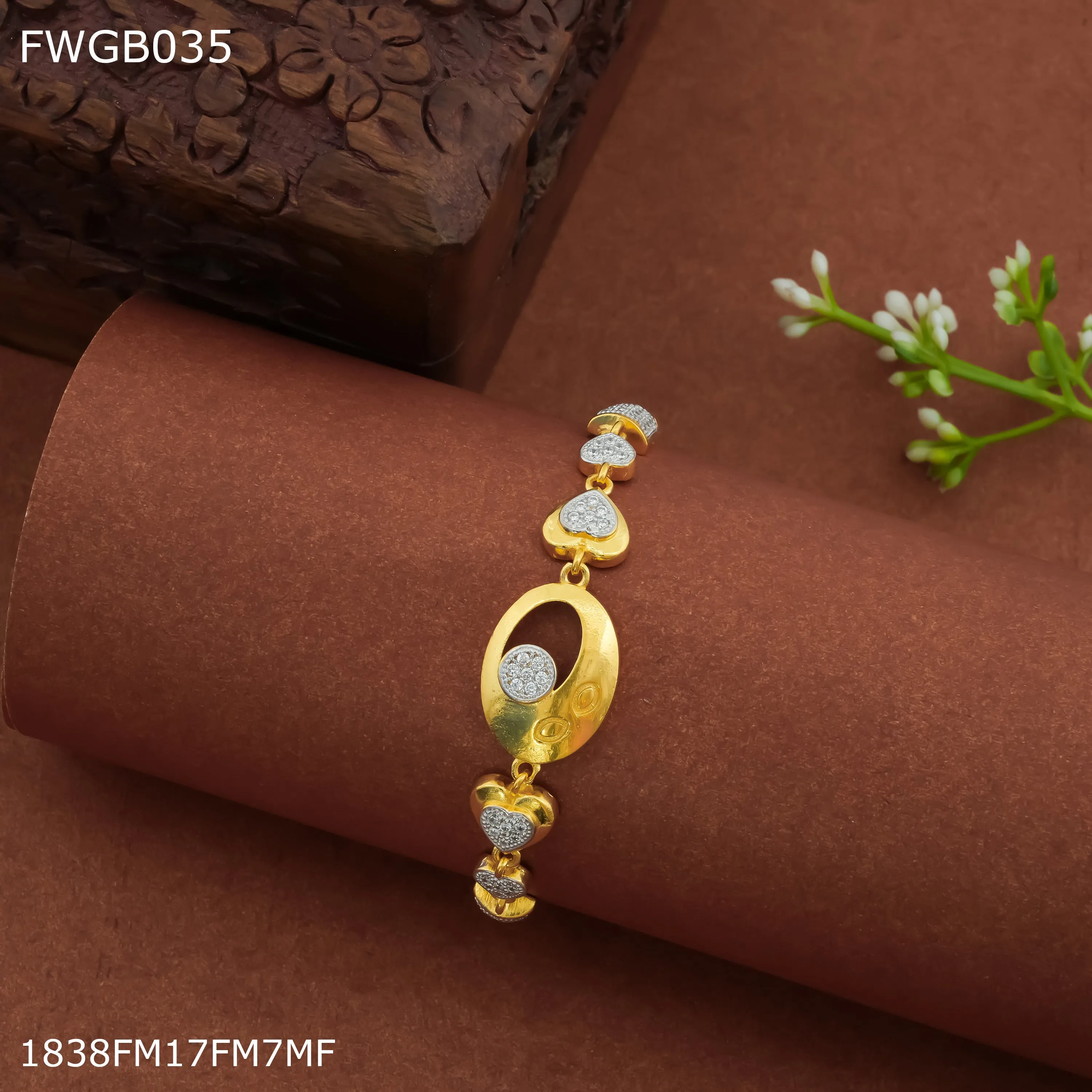 Freemen 1mg Dimond with gold plated kada braslat - FWGB035