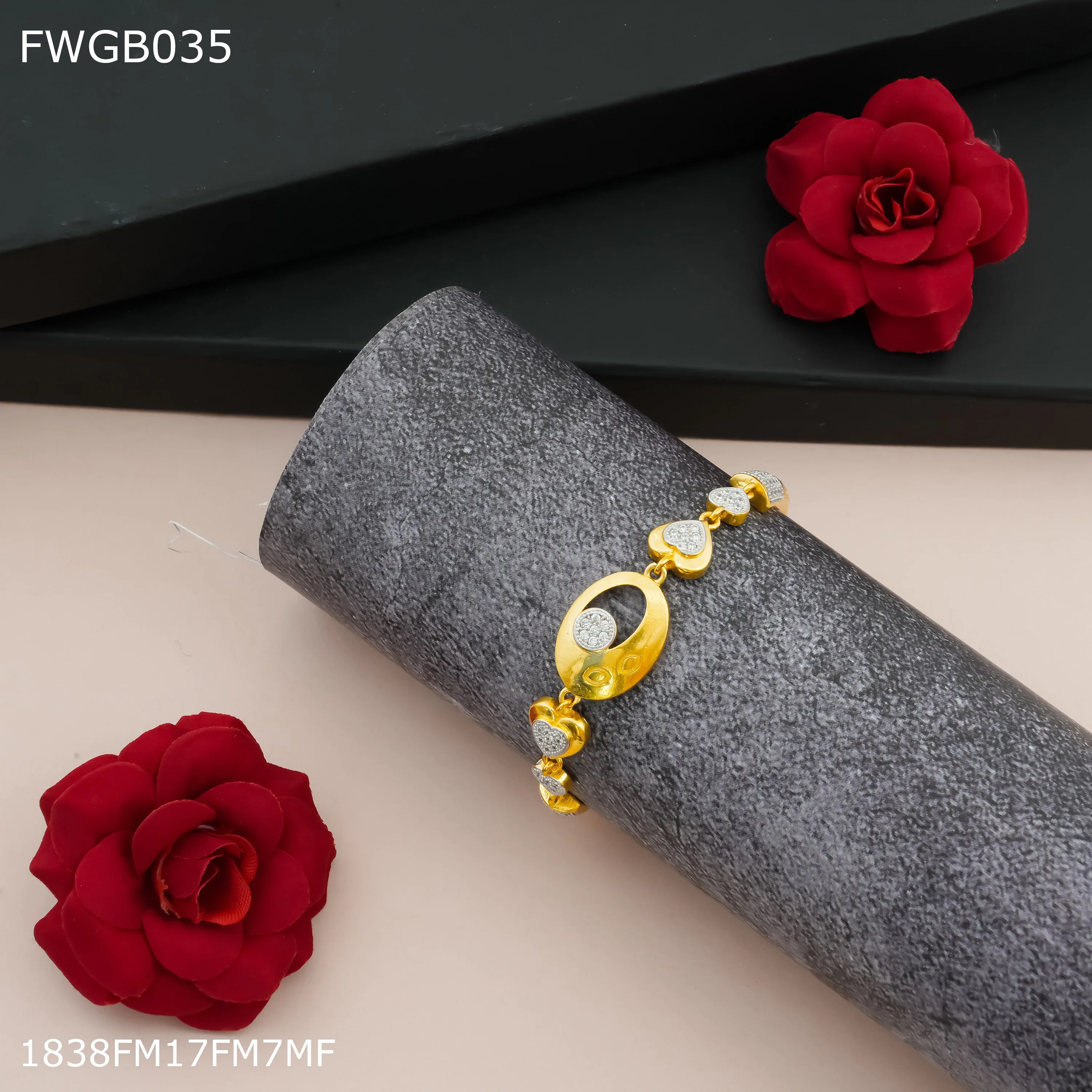 Freemen 1mg Dimond with gold plated kada braslat - FWGB035