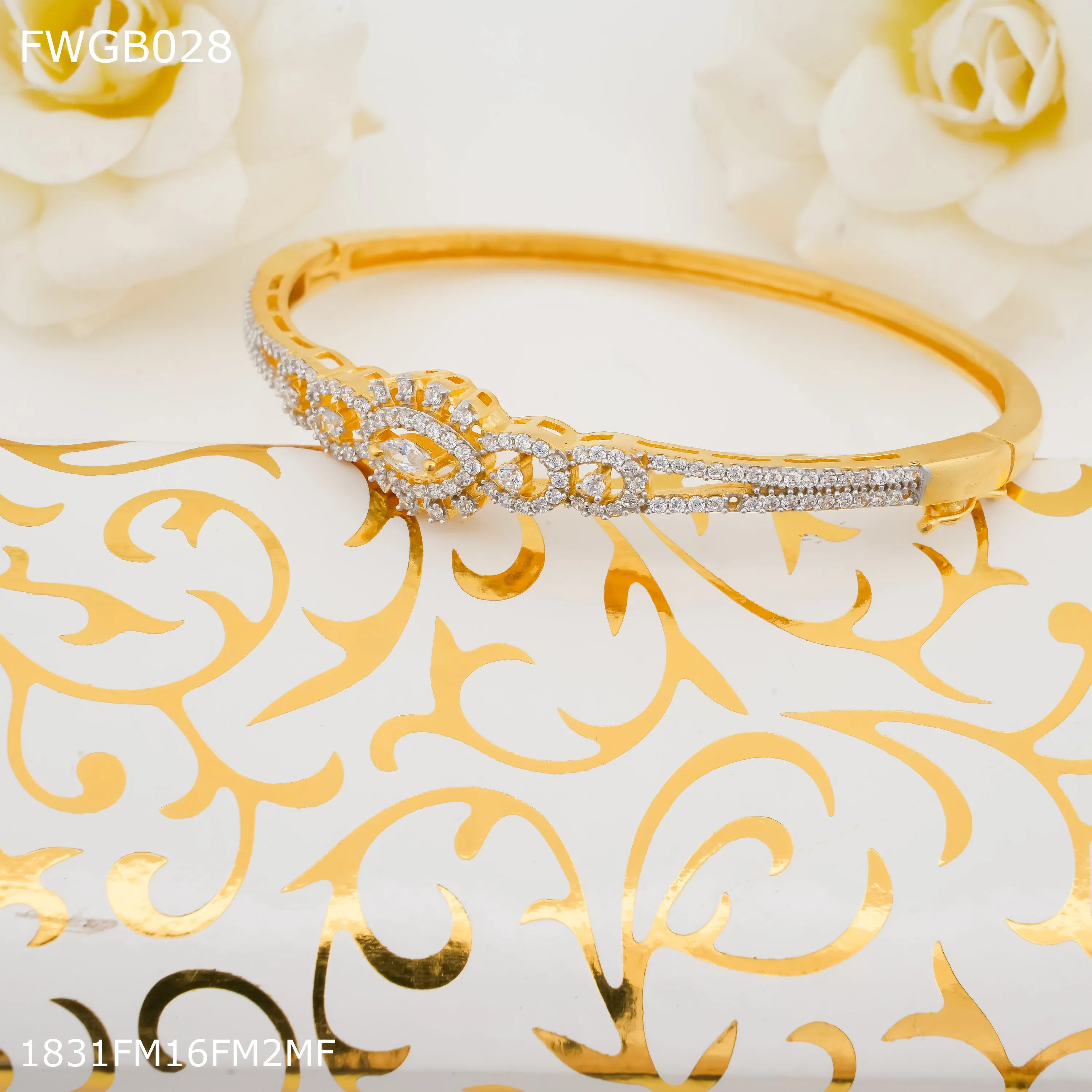 Freemen 1mg Gold plated rhodium Bangles For Women - FWGB028