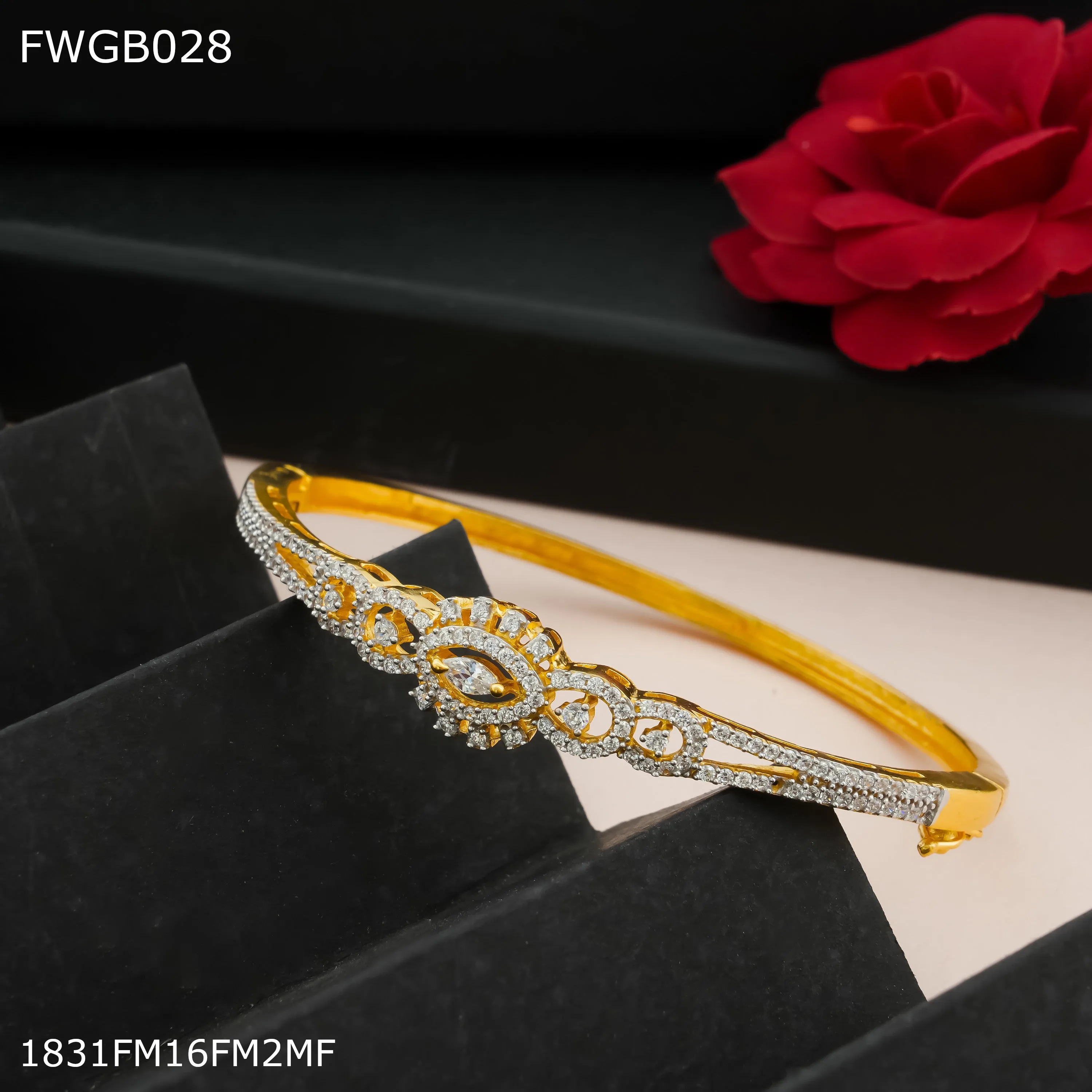Freemen 1mg Gold plated rhodium Bangles For Women - FWGB028