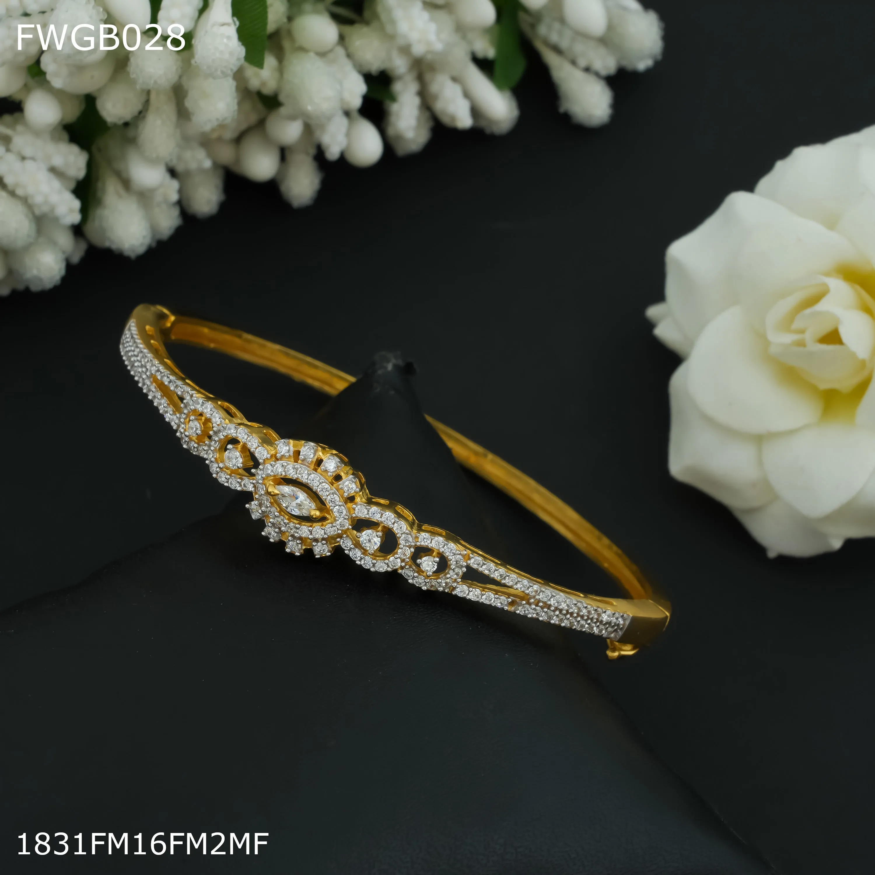 Freemen 1mg Gold plated rhodium Bangles For Women - FWGB028