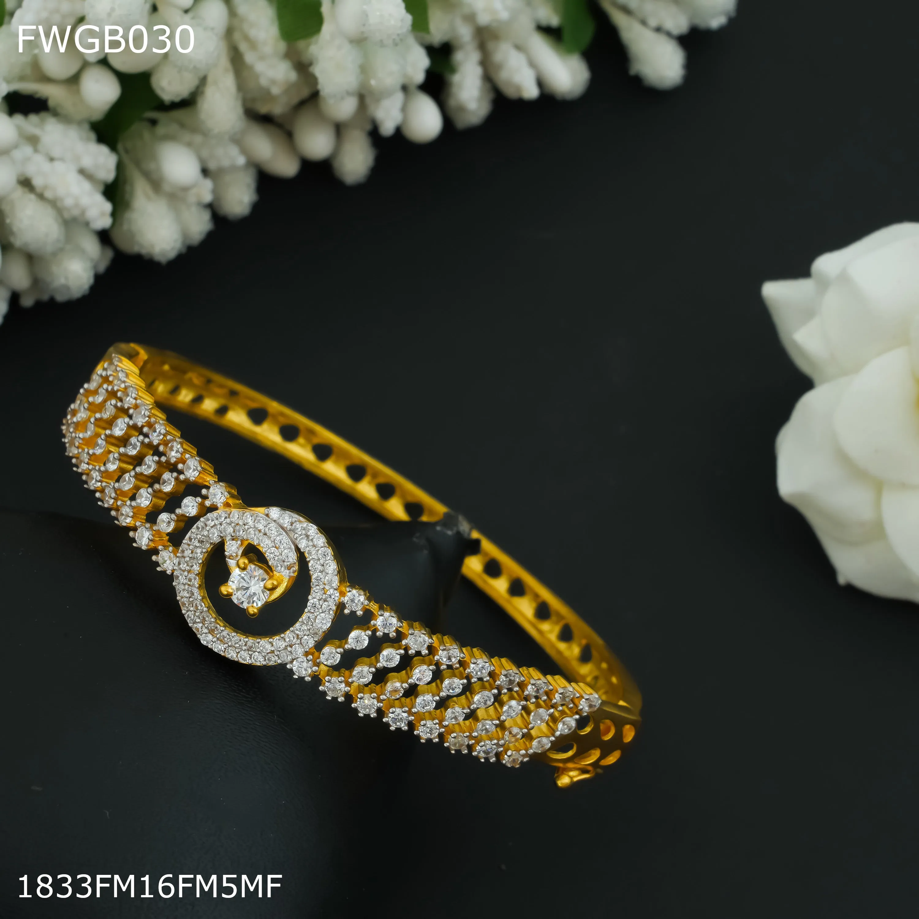 Freemen 1mg Gold plated rhodium Bangles For Women - FWGB030