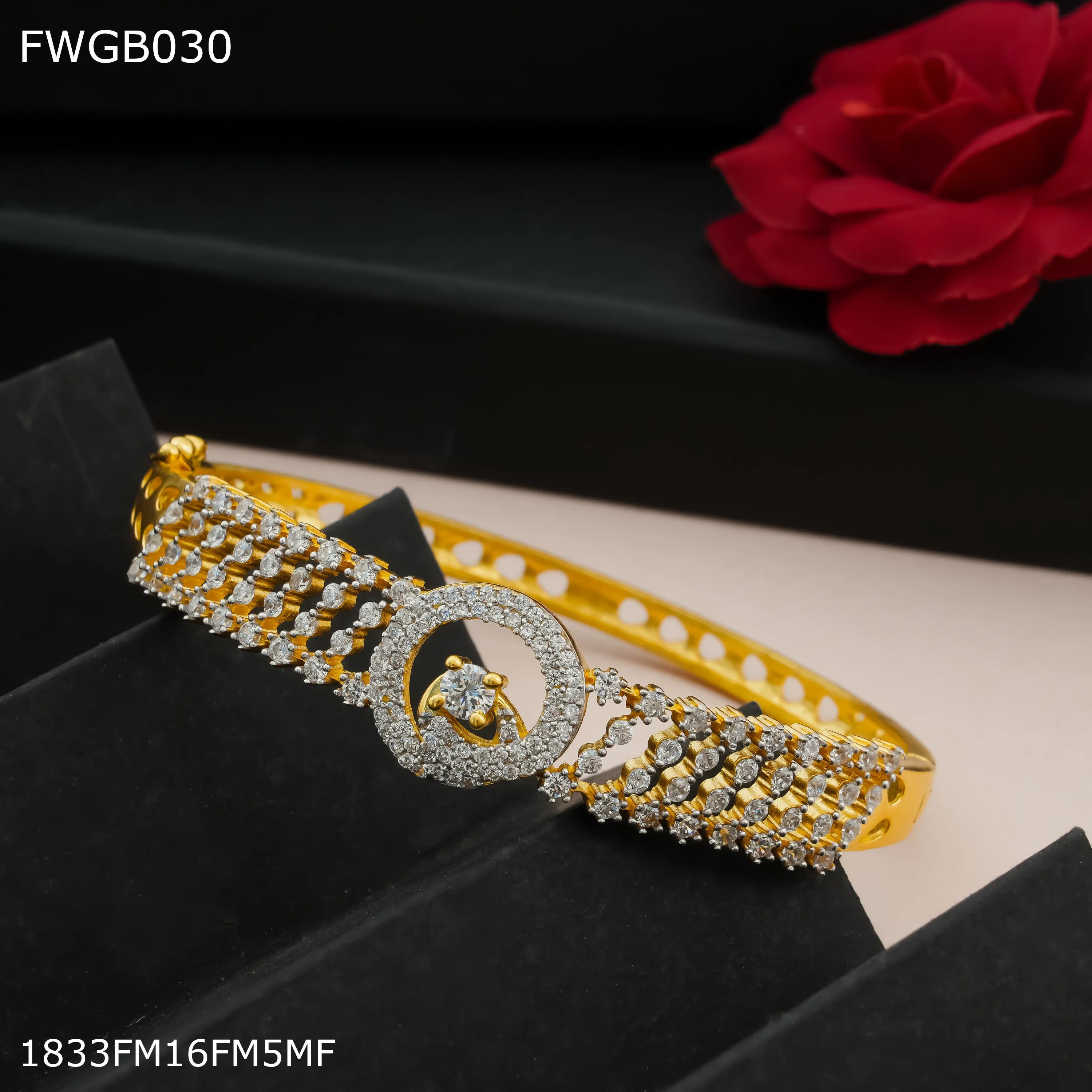 Freemen 1mg Gold plated rhodium Bangles For Women - FWGB030