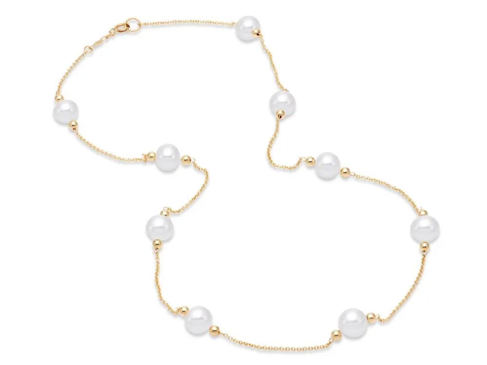Freshwater Pearl Beaded Tin Cup Necklace
