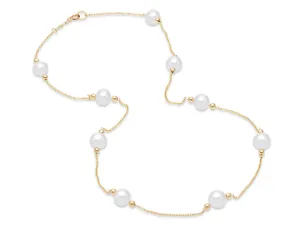 Freshwater Pearl Beaded Tin Cup Necklace