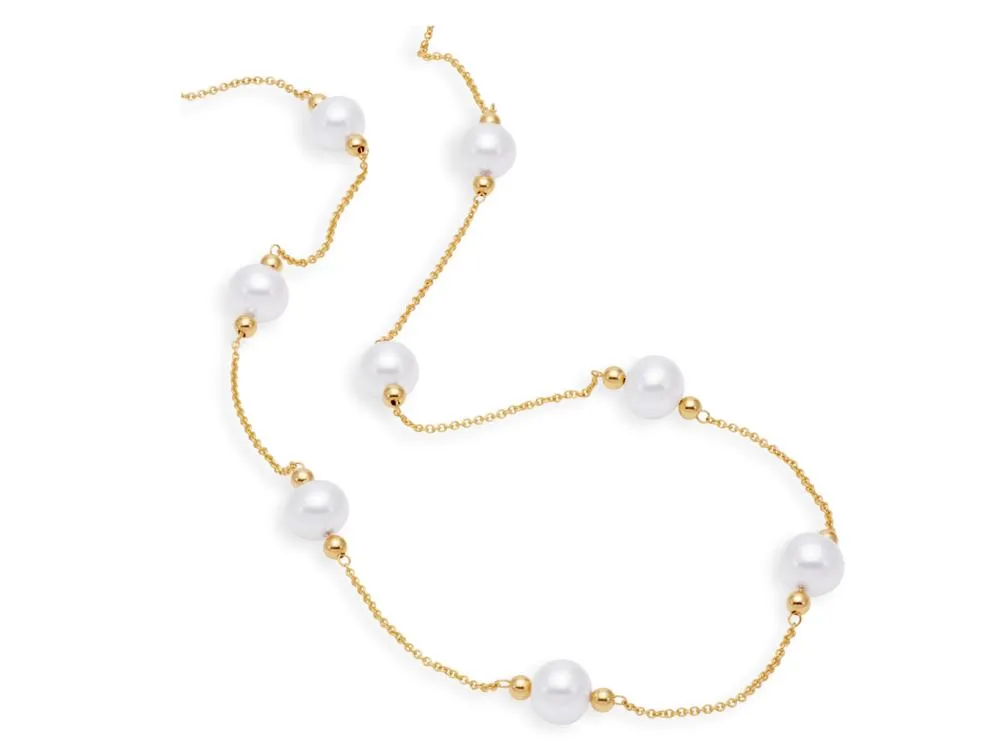 Freshwater Pearl Beaded Tin Cup Necklace