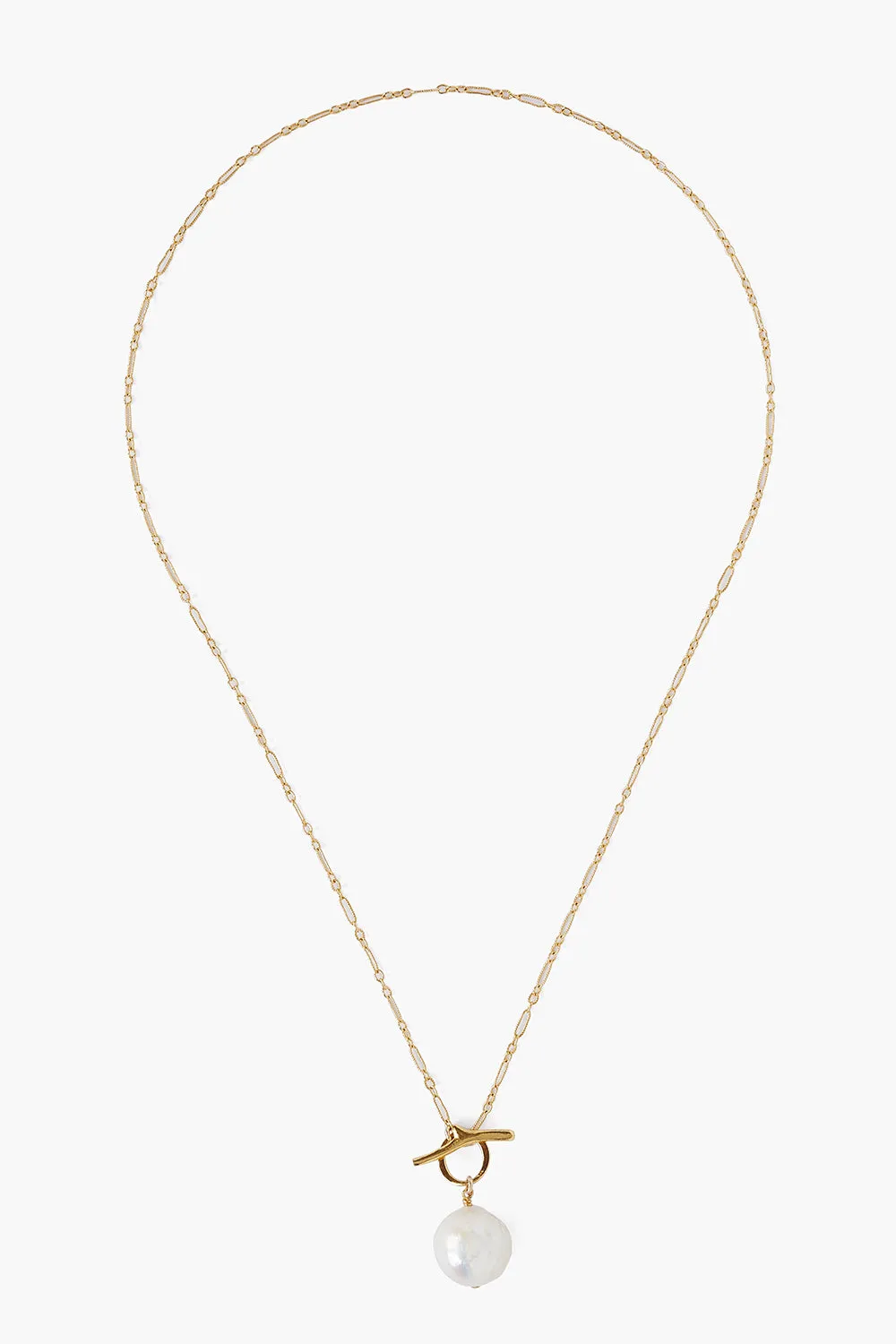 Front-Clasp White Pearl Necklace