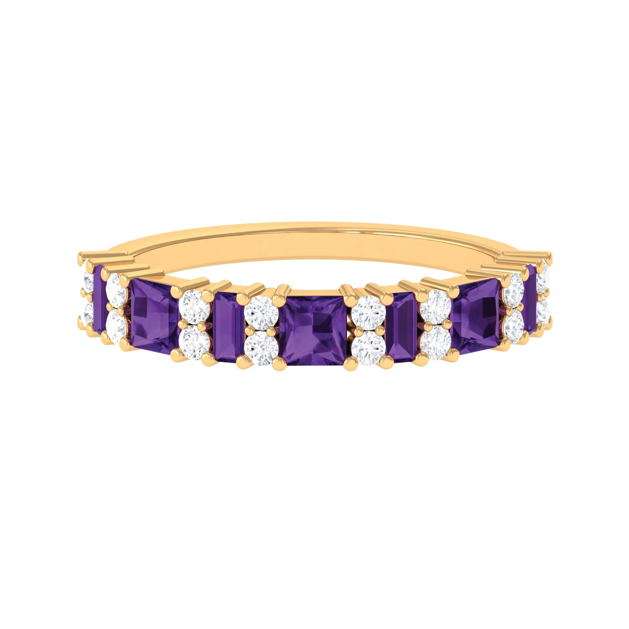 Genuine Amethyst and Diamond Eternity Ring