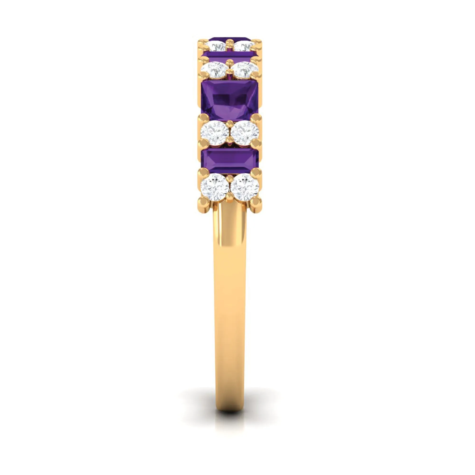 Genuine Amethyst and Diamond Eternity Ring