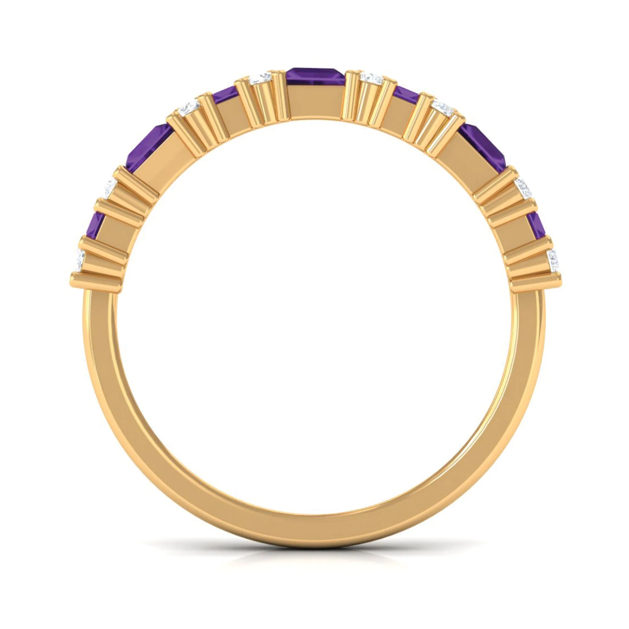 Genuine Amethyst and Diamond Eternity Ring