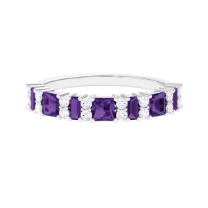 Genuine Amethyst and Diamond Eternity Ring